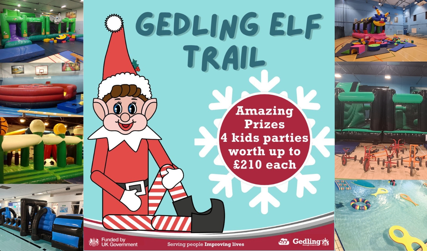 Elf trail poster with kids party images